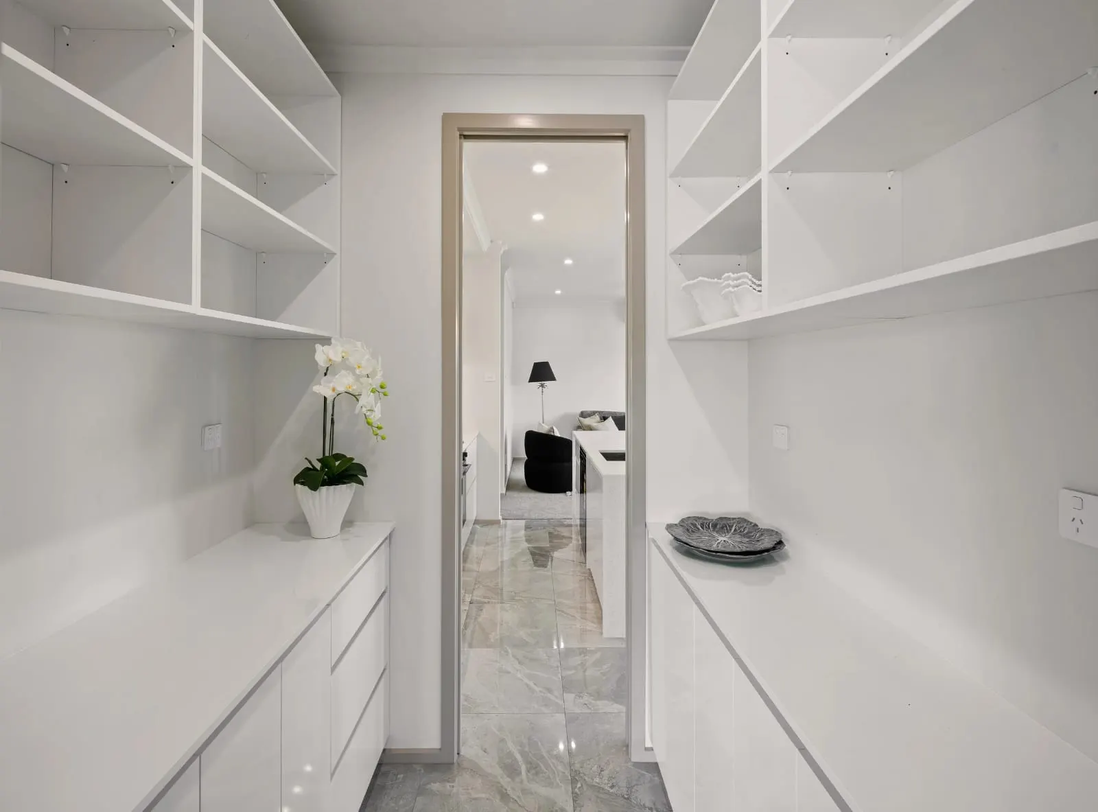 Butler's pantry and scullery with full-height cabinetry by Flow Joinery in Gisborne